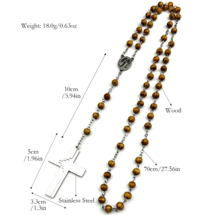 les dimensions du chapelet argent et bois