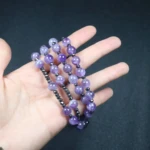 chaine chapelet en argent et perle d'améthyste