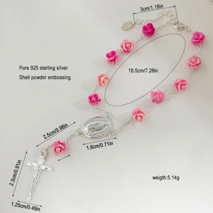 les dimensions du chapelet perle en forme de rose