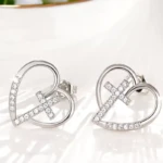 les boucle doreille croix chrétienne argentées