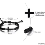 les dimensions du bracelet croix chrétienne noir