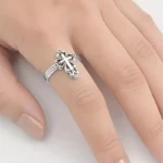 bague croix catholique argenté