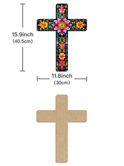 les dimensions de la croix enfant et vue derrière