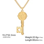 les dimensions du collier clé Saint benoît or