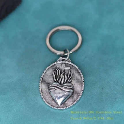 les diemensions du porte-clés coeur Sacret argent